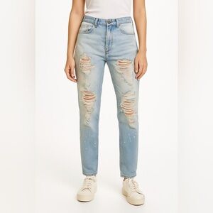 Mango Light Wash Distressed Jeans Women’s Size 4 Straight Leg Ripped Denim